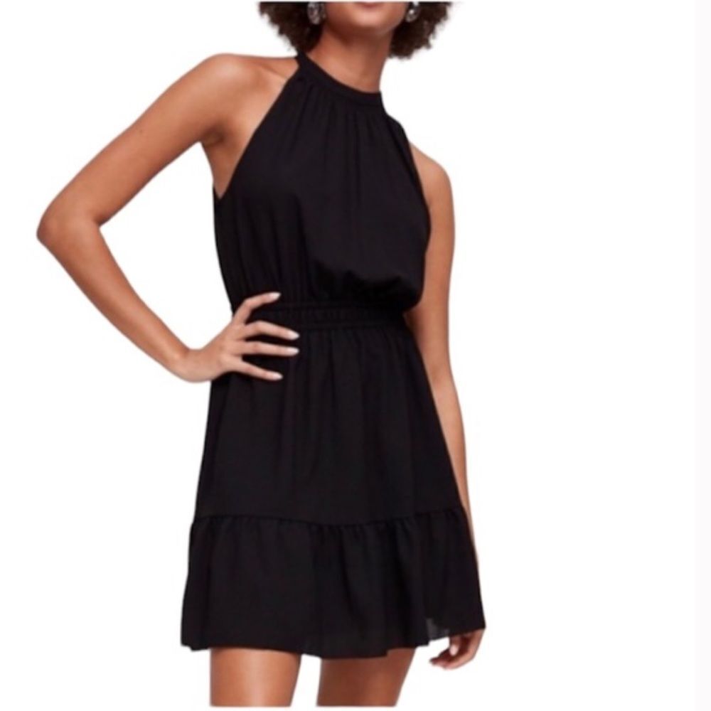 Aritzia Black Halter Mini Dress